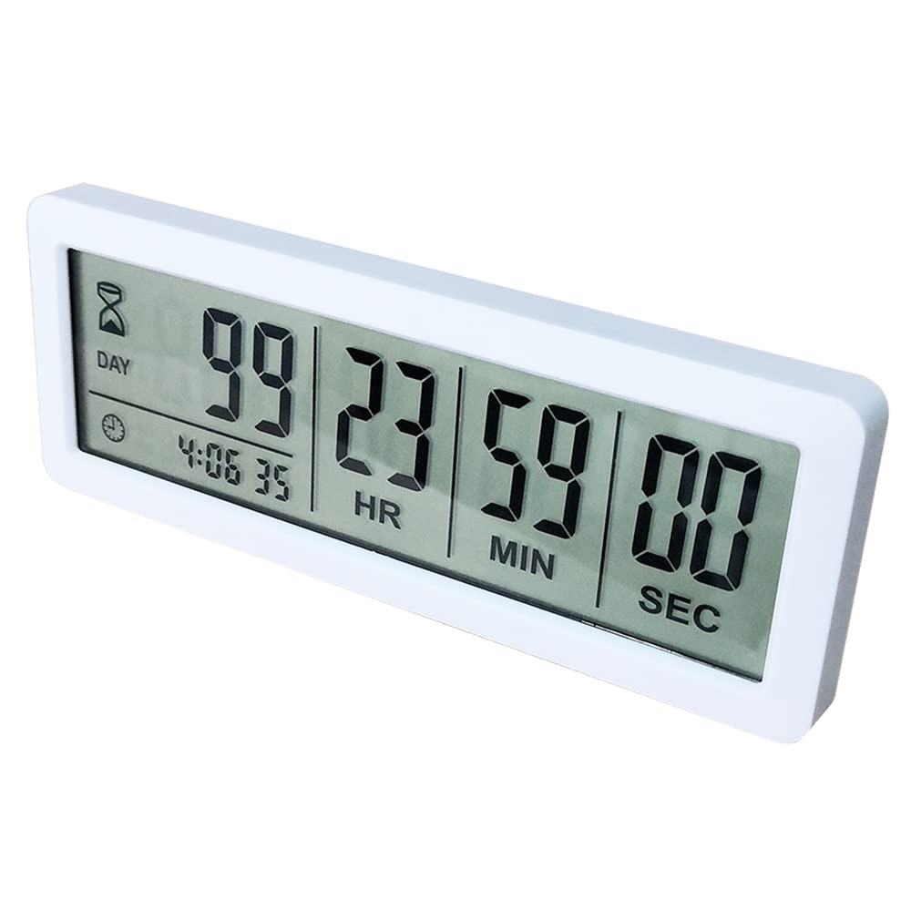 Digital Countdown Days Timer - White Upgraded Big 999 Days Count Down Clock w...