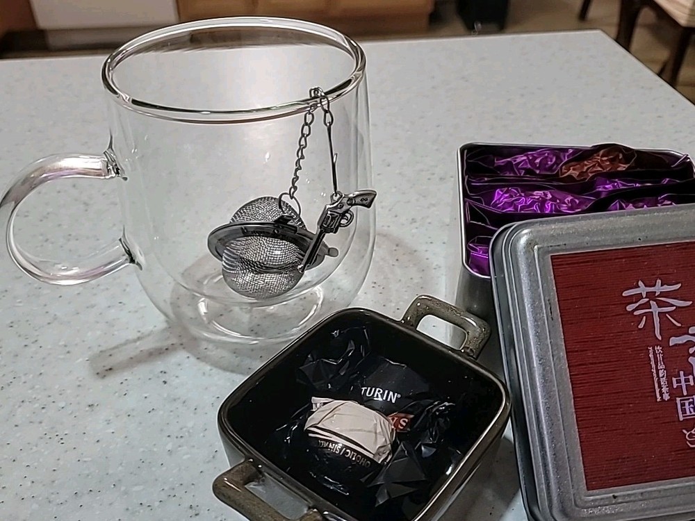 1 X Stainless Steel Mesh Tea Infuser Diffuser Strainer Steeper W/silver Gun Deco