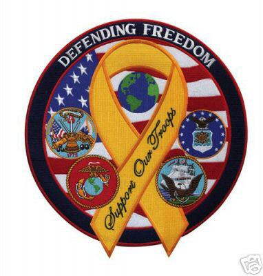 DEFENDING FREEDOM SUPPORT OUR TROOPS RIBBON 12" PATCH