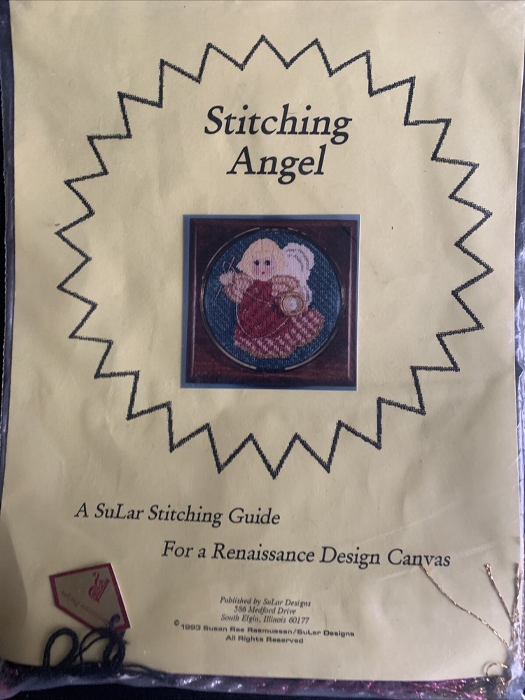 Stitching Angel Needlepoint Kit NIP Canvas Guide Fibers