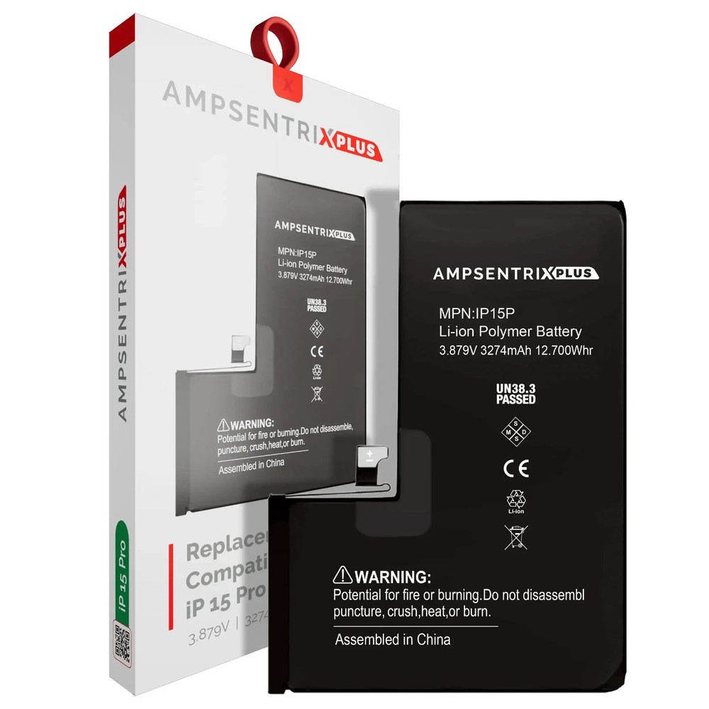 Replacement Battery For iPhone 15 Pro AmpSentrix Plus No Message No Soldering