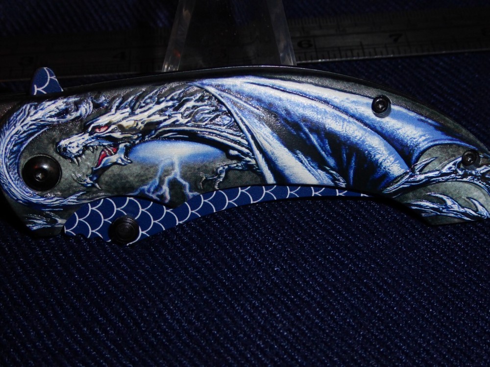 Edge Rite Blue DRAGONSCALE FOLDER FOLDING KNIFE SPRING ASSISTED