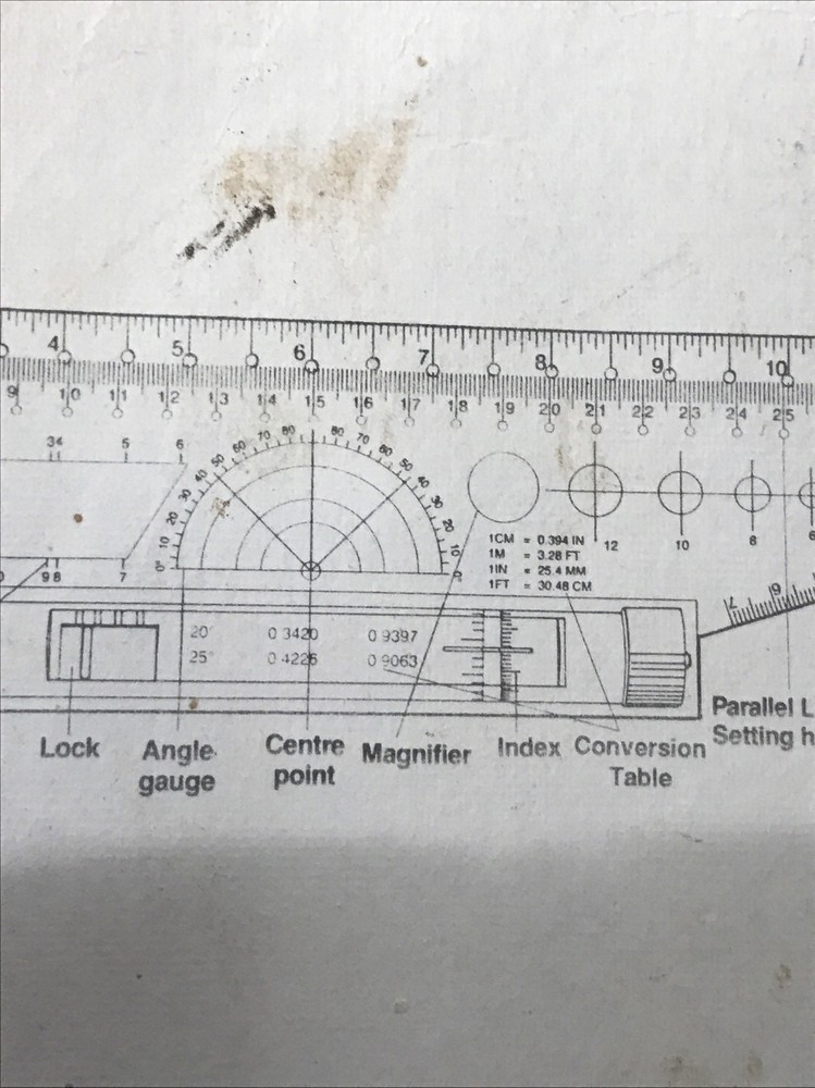 Vintage Parallel Rolling Ruler Universal Angle Rule Balancing Scale Drawing 12”