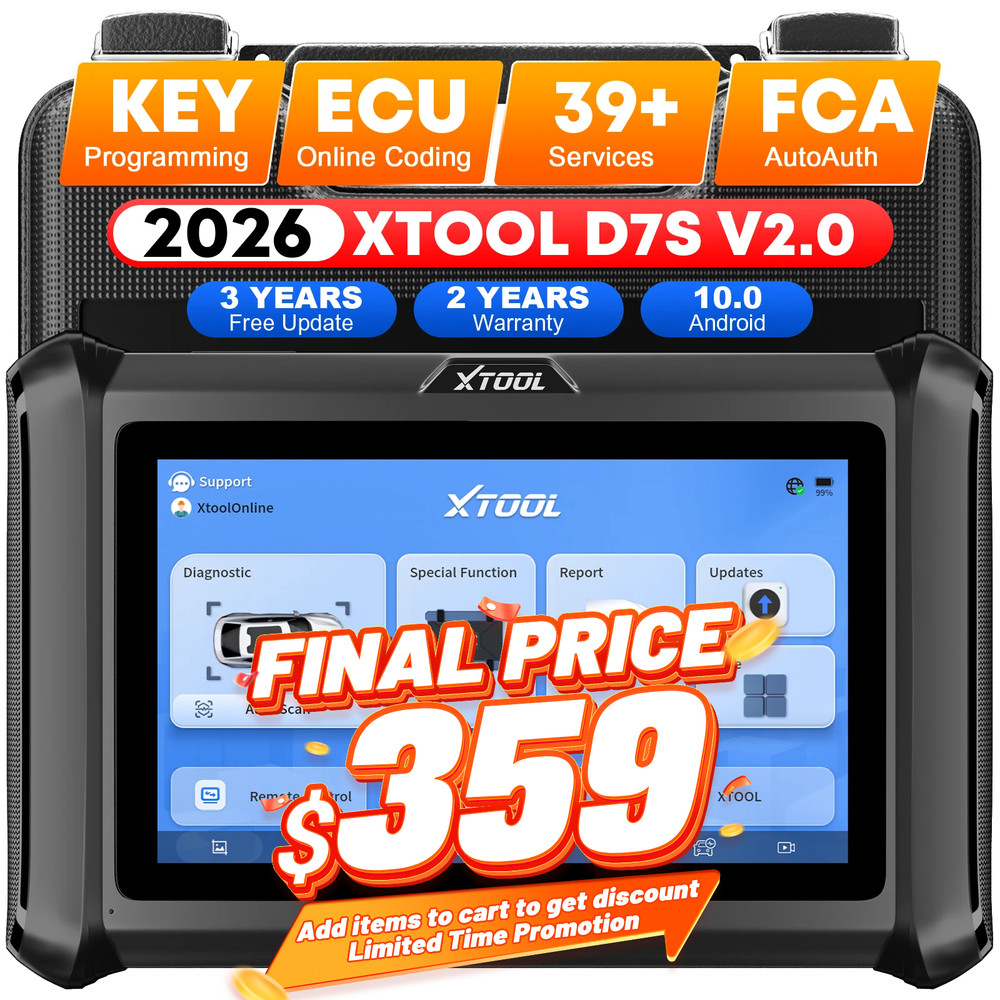XTOOL D7S V2.0 Auto Bidirectional Full System Diagnostic Scanner KEY Programmer