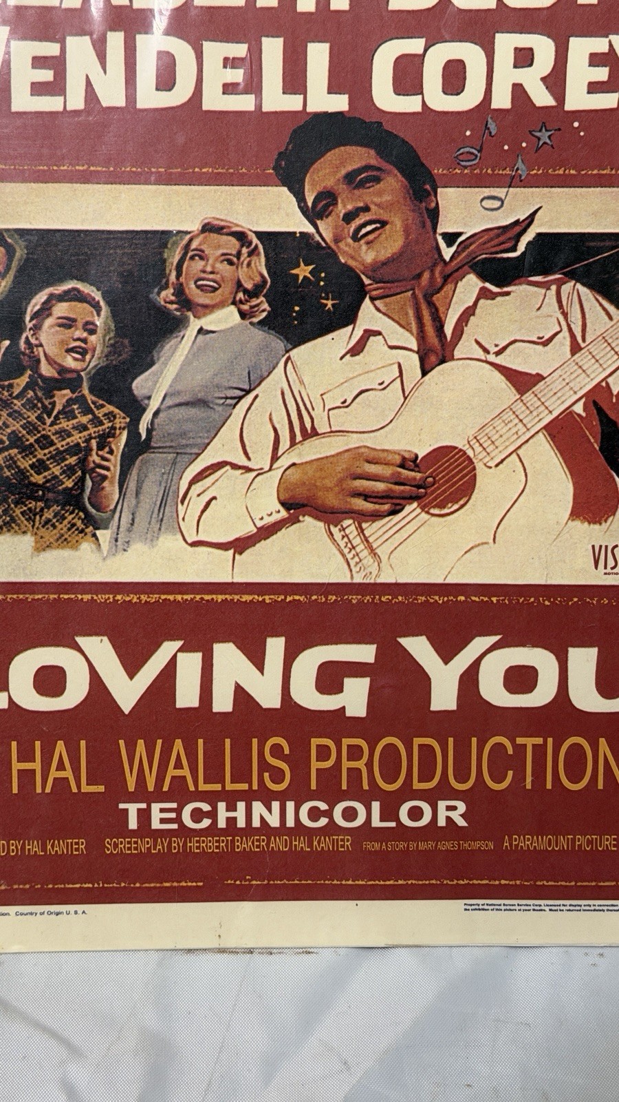 Vintage Elvis Presley Loving You 1957 Original Movie Poster Paramount