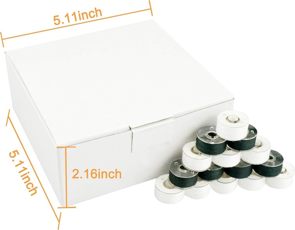 144 Count Prewound Bobbin Thread Set - 96 White & 48 Black, Machine Washable
