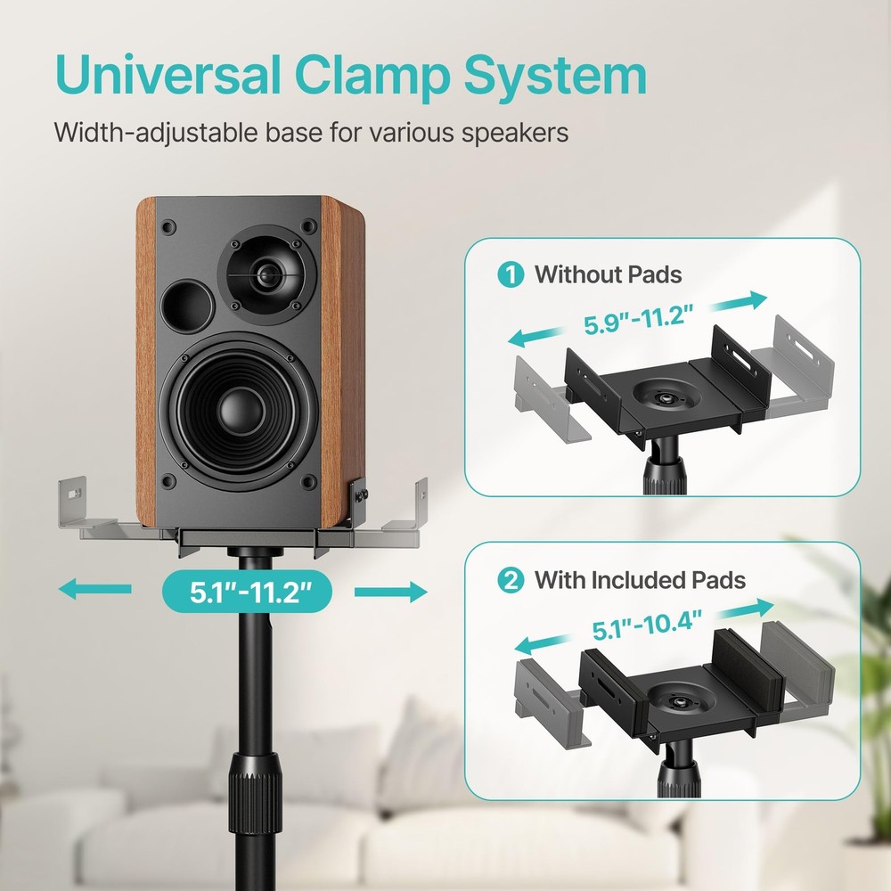 Height-Adjustable Speaker Stands Pair,11LBS Capacity,Height Adjustable from 3...
