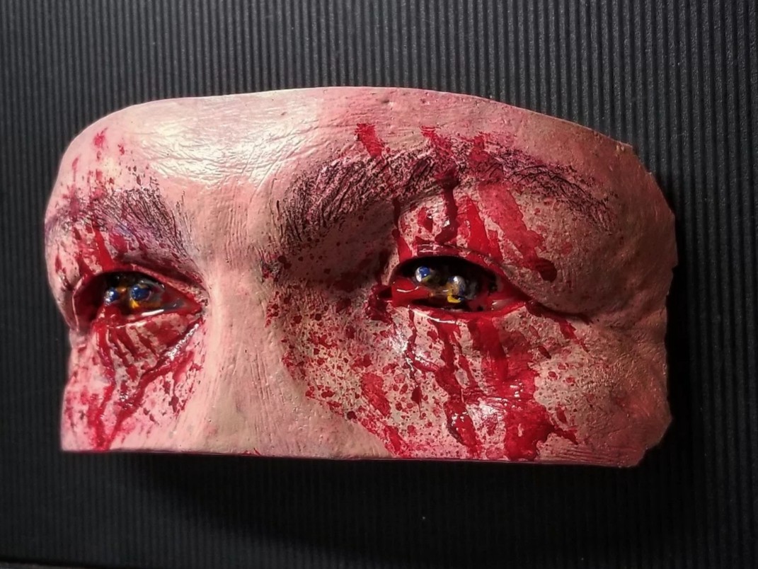 Halloween II, 1981 Michael Myers Warlock H2 MASK INSERT, Damage Blood Tears