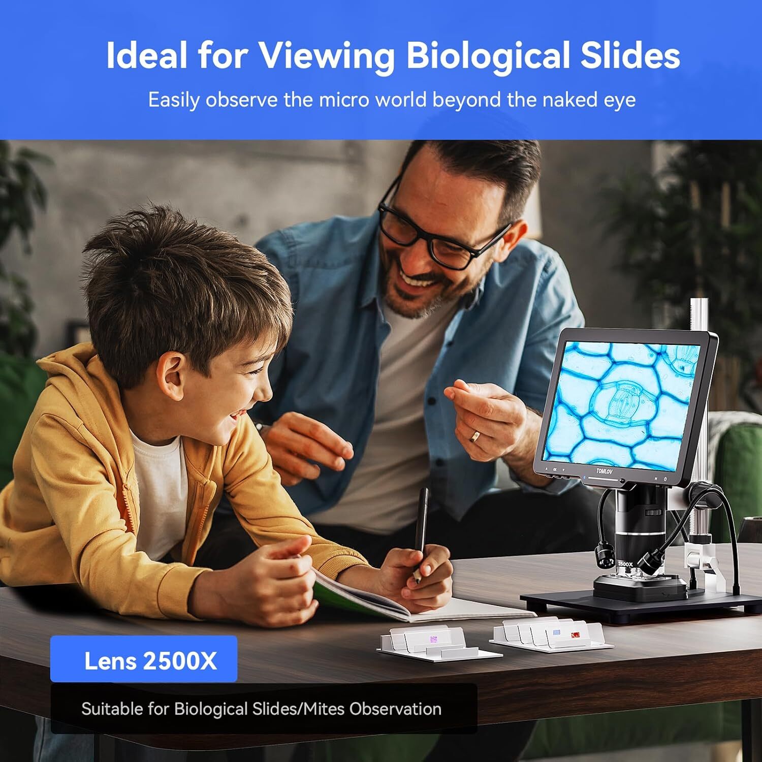 TOMLOV 2500X Digital Microscope 10" 24MP Entire Coin Microscope 14 LED Lights