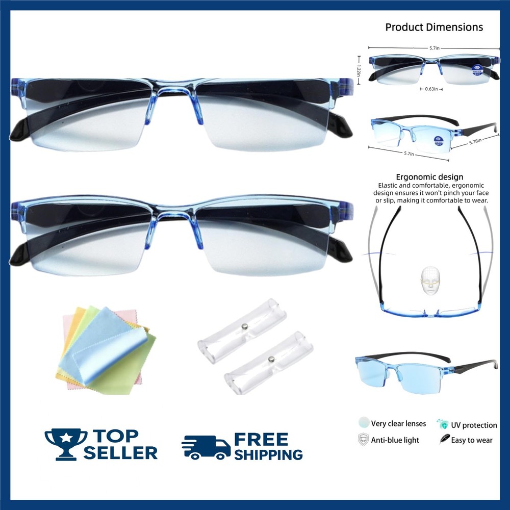2 Pcs Auto Focus Glasses, Self Adjusting Vision Glass Anti-Blue Automatic Smart