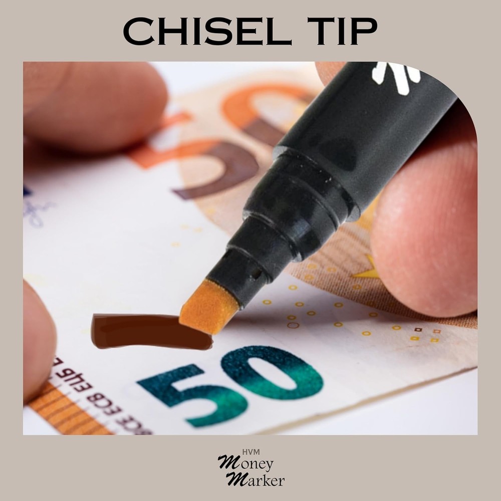 Professional Counterfeit Detection Pens - 5 Count with Durable Chisel Tips