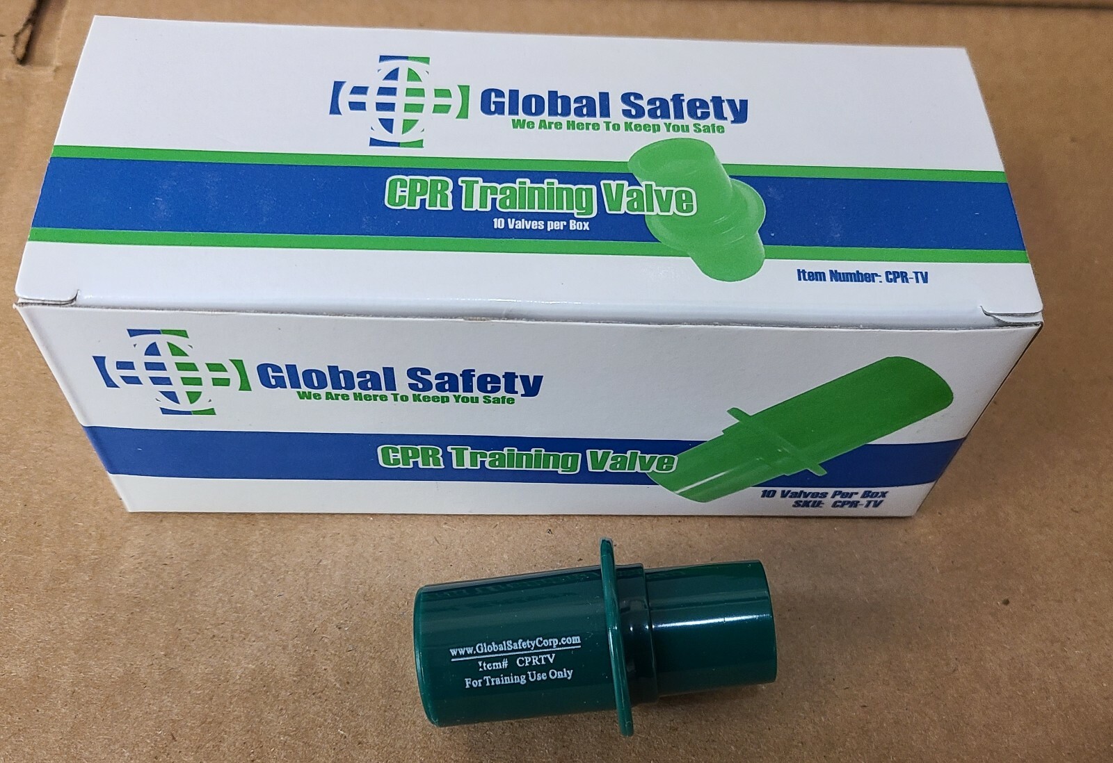 Global Safety Box of 10 CPR Training Valve. For Manikin CPR Mask. Part # CPR-TV