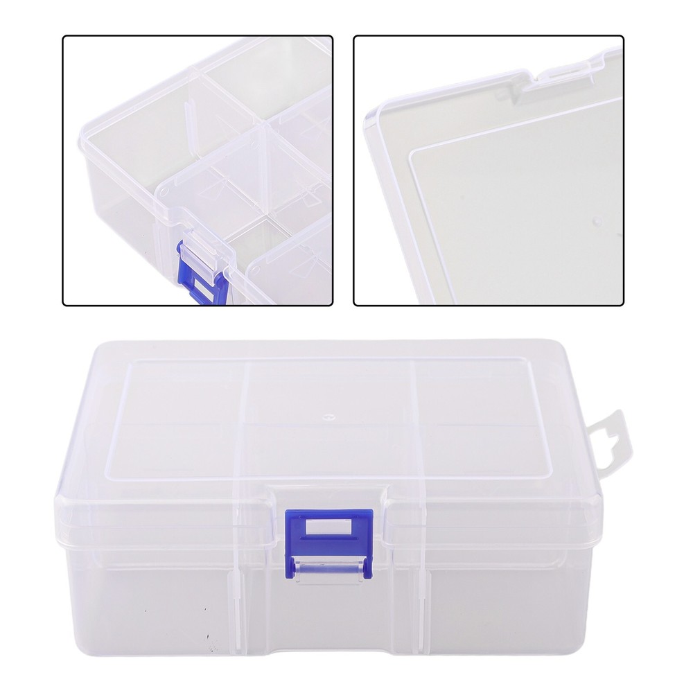 Compact Plastic Storage Box with 6 Adjustable Grids for Screw Organizer