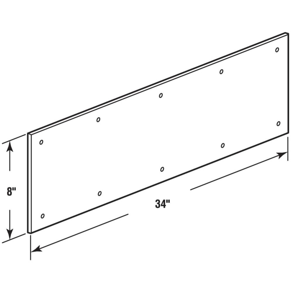 8x34 Brite Brass on Aluminum Kick Plate Single Pack