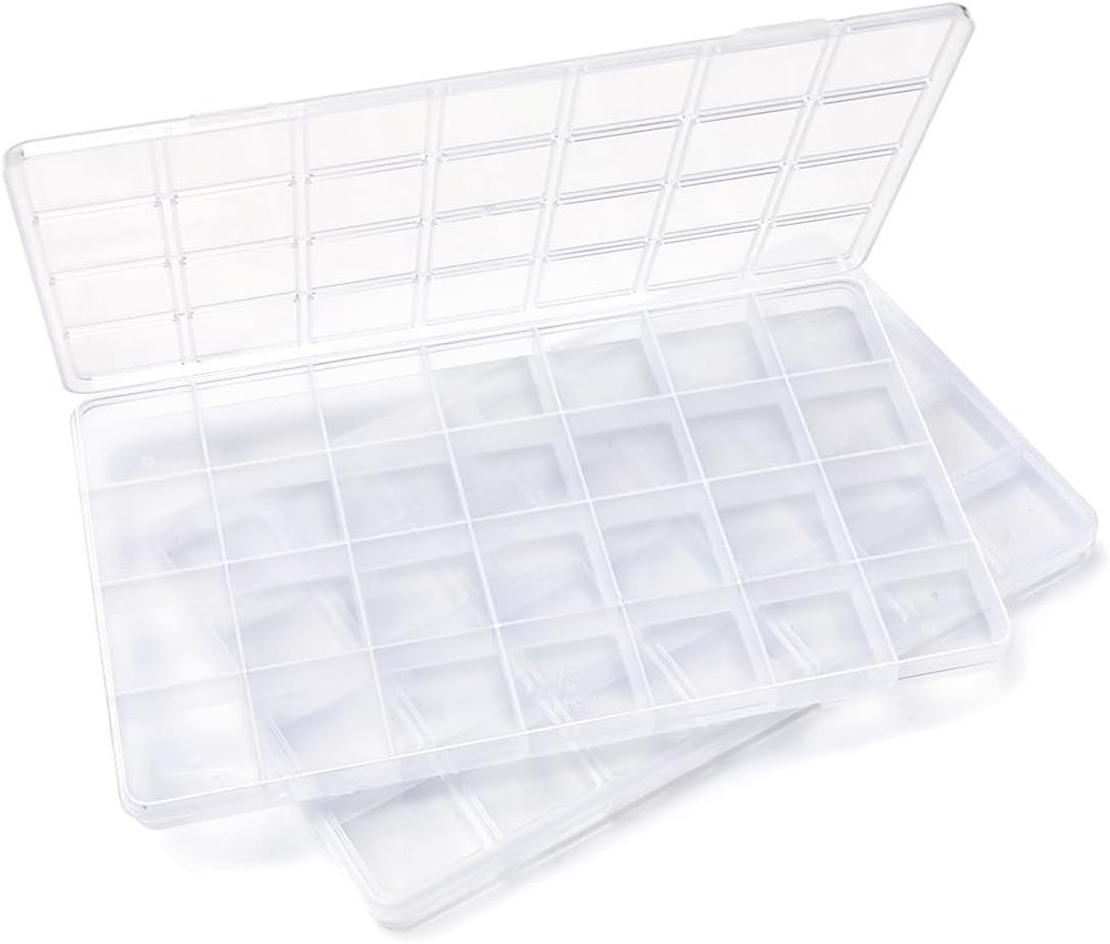 28 Grids Plastic Bead Organizer Box, Organizer Container Storage Box, Divider...
