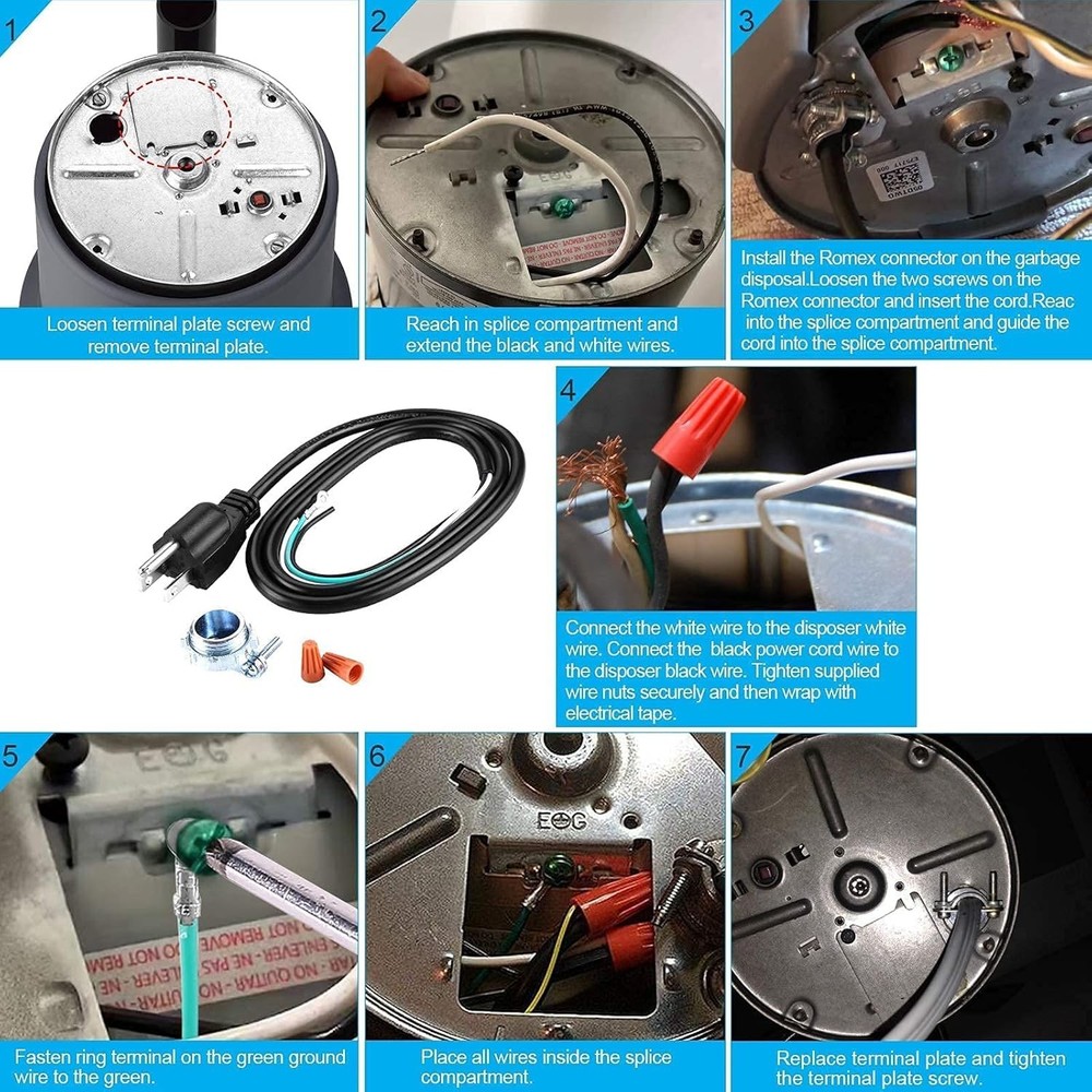 HK Bundle - 2 Items Garbage Disposal Air Switch Kit with Power Cord Kit