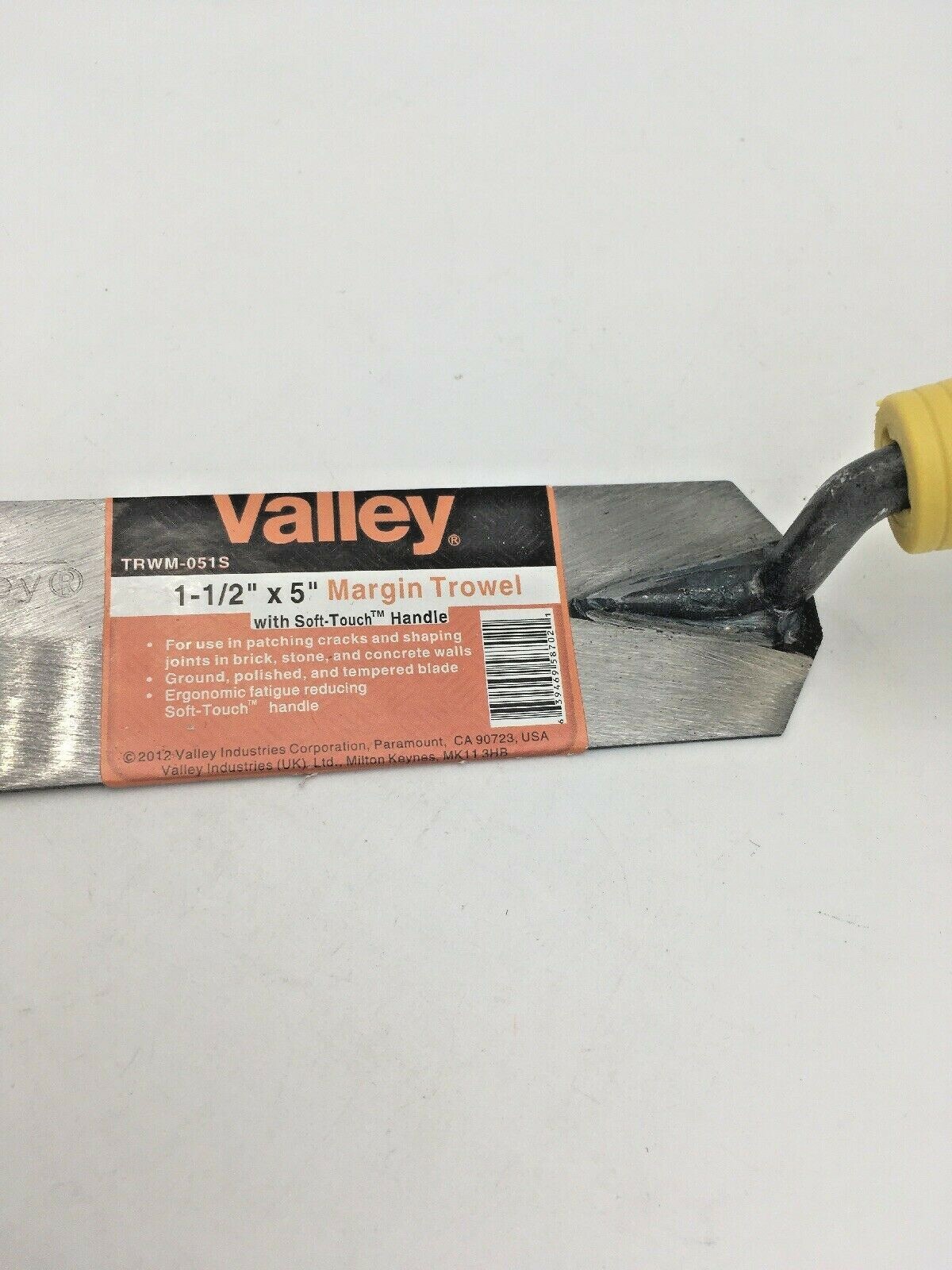 1-1/2” X 5” Margin Trowel Soft-Touch Plastic Handle