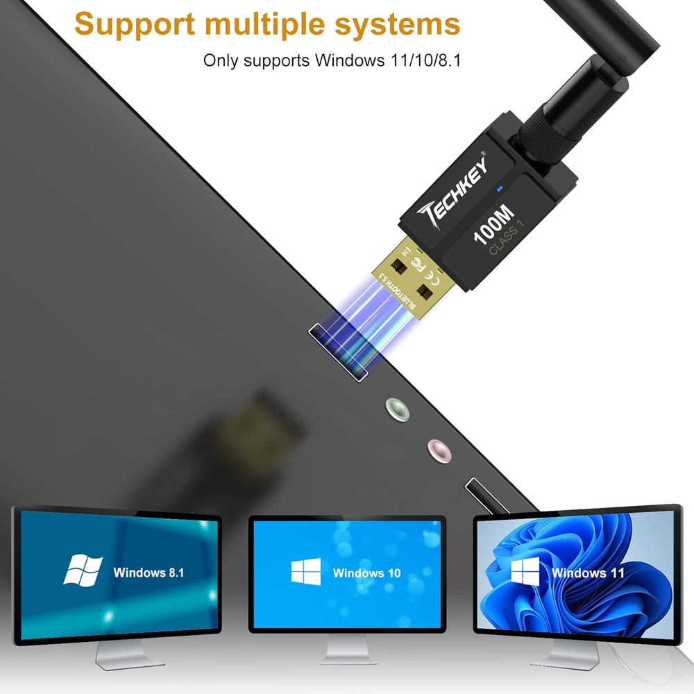 Long-Range USB Bluetooth 5.3 Adapter – 328FT Wireless for PC, Mouse, Keyboard, H