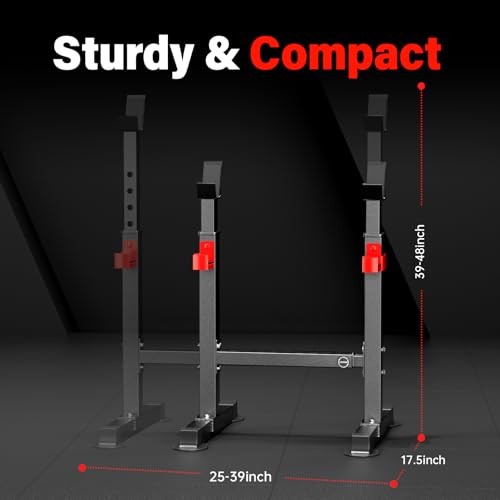Adjustable Squat Rack, 550LBS Multi-Function Barbell Rack for Weight Lifting