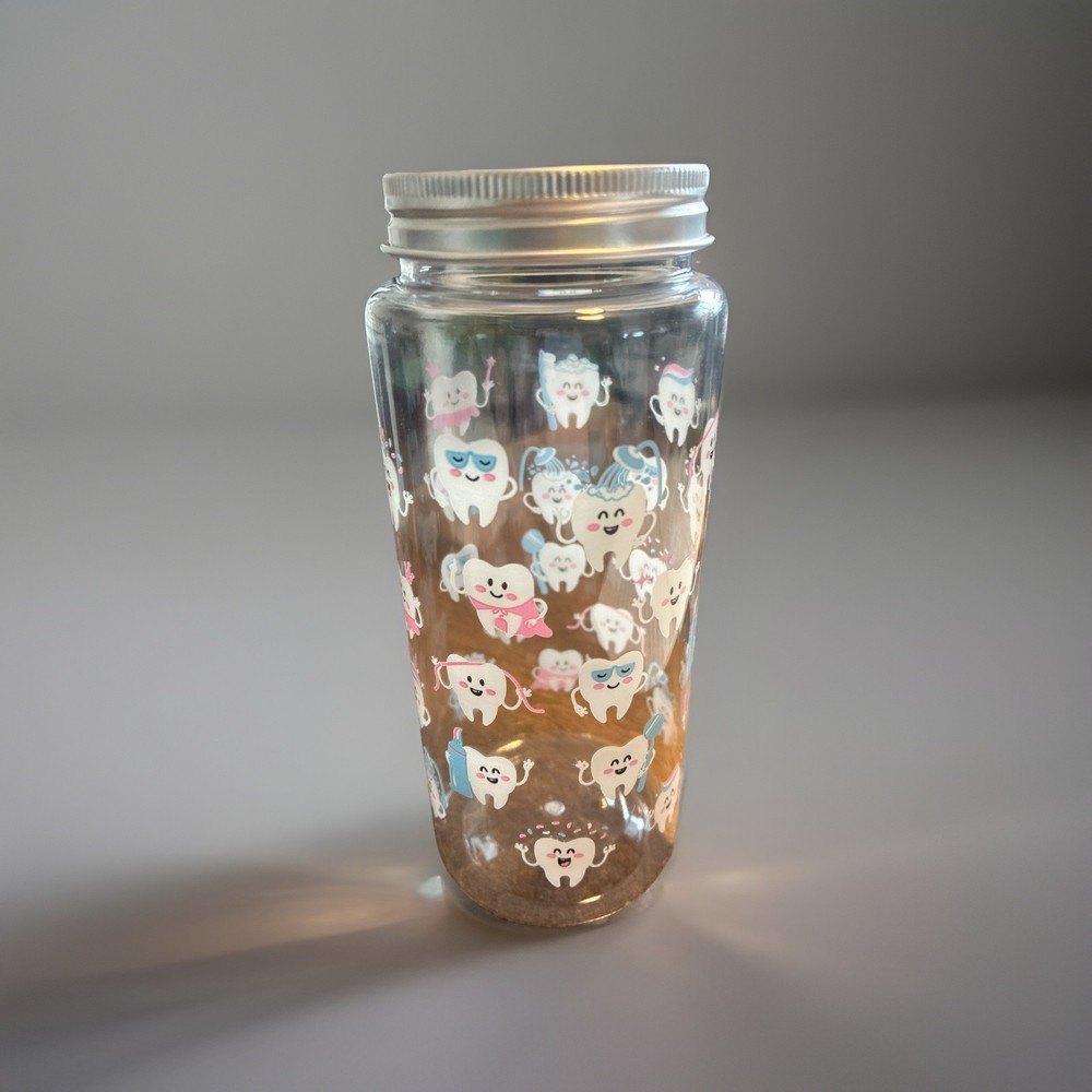 Small Plastic Bottle with Straw, Tooth Dental