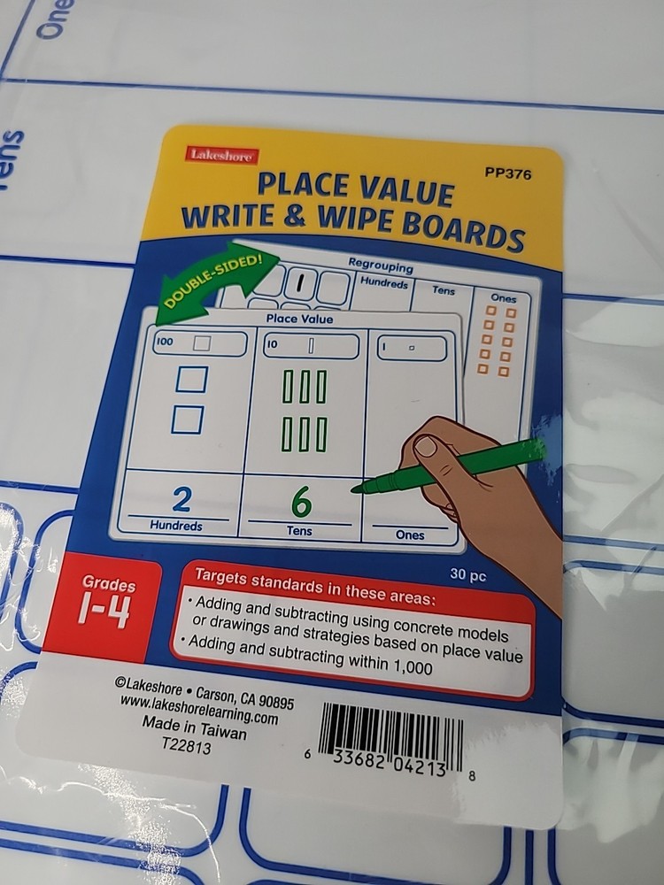 Lakeshore Learning PP376 Place Value Write & Wipe Boards Double Sided 30 pcs NEW