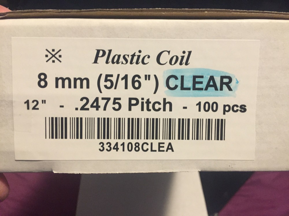 Spiral Plastic coils 8mm Clear