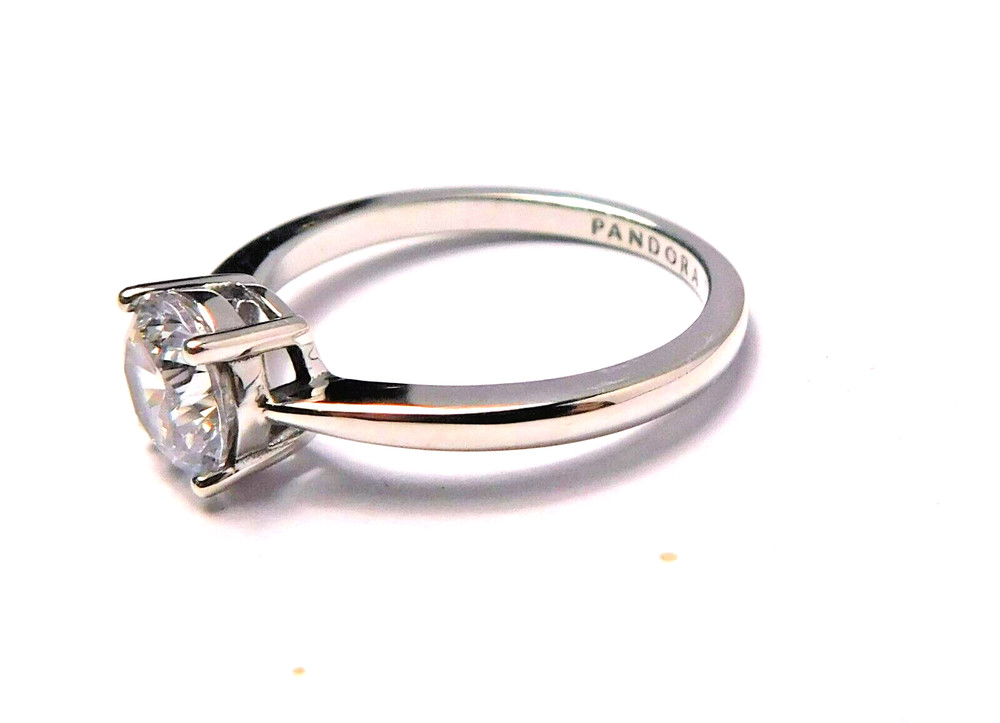 Authentic Pandora Ring, Silver Sparkling Solitaire, 190052C01, Clear CZ