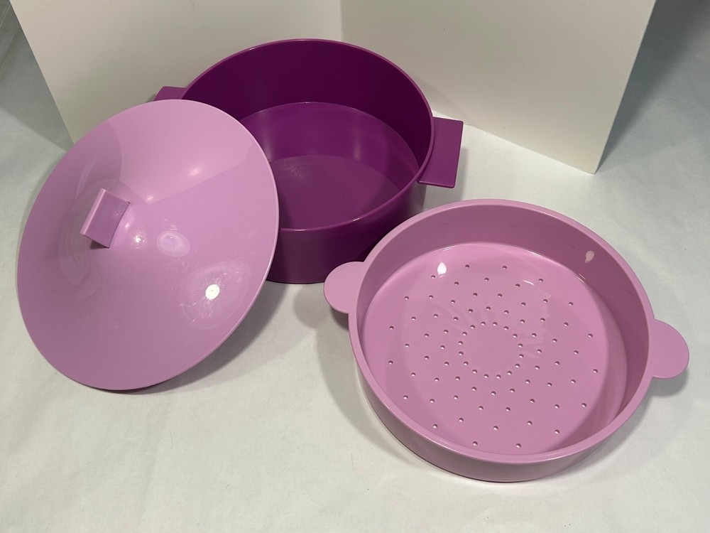 TUPPERWARE Microwave Vegetable Steamer Purple 3 Piece Set