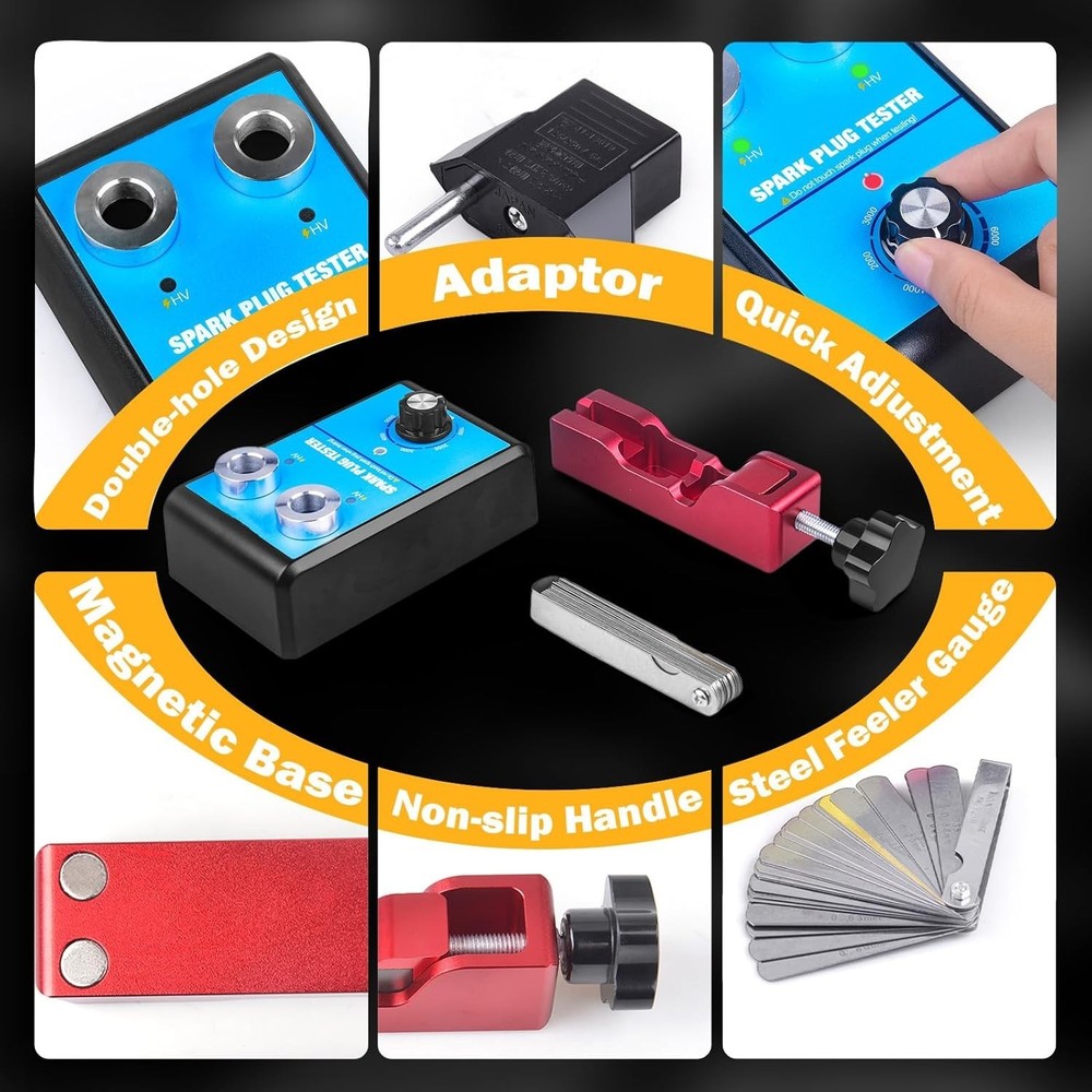 Dual-Hole Spark Plug Tester & RPM Adjustable Gap Tool for Optimal Engine Tuning