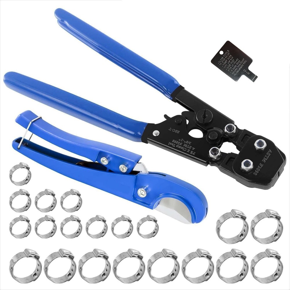 Universal PEX Clamp Cinch & Crimping Tool with Pipe Cutter