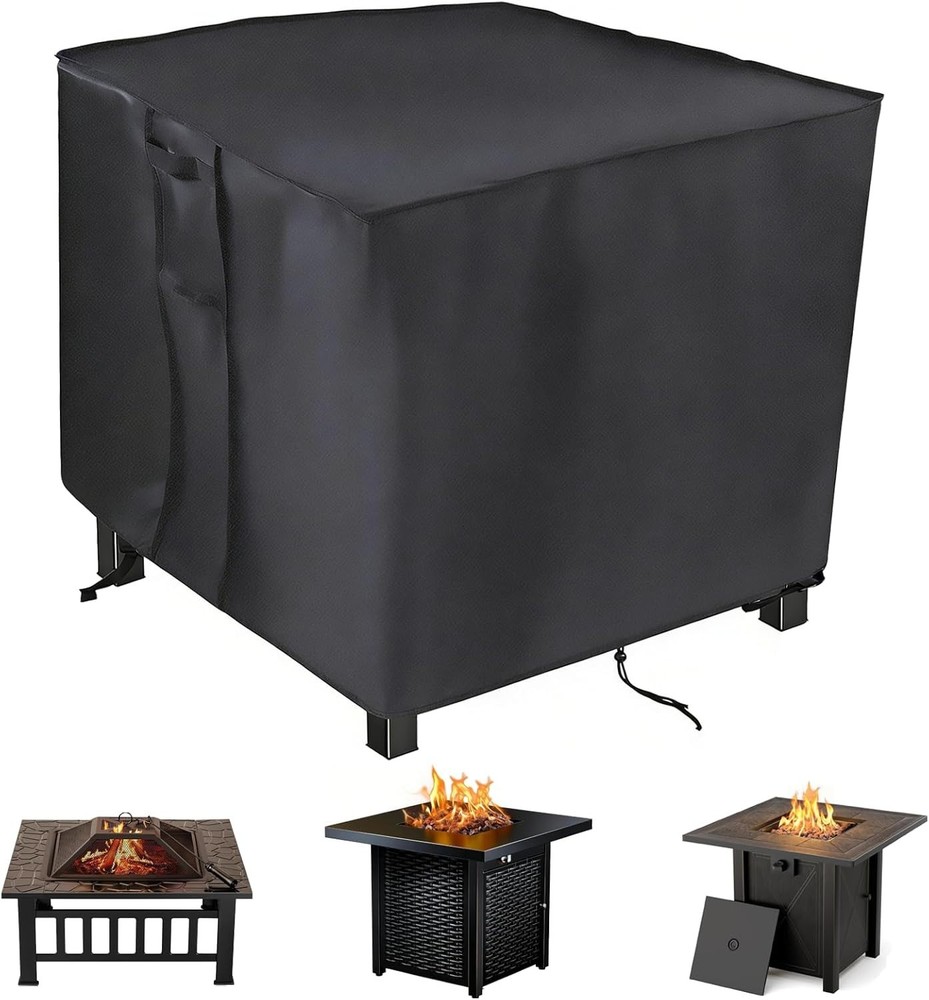 Fire Pit Cover, 28 inch Firepit Covers Square Gas Fireplace Fire Pit Table Co...