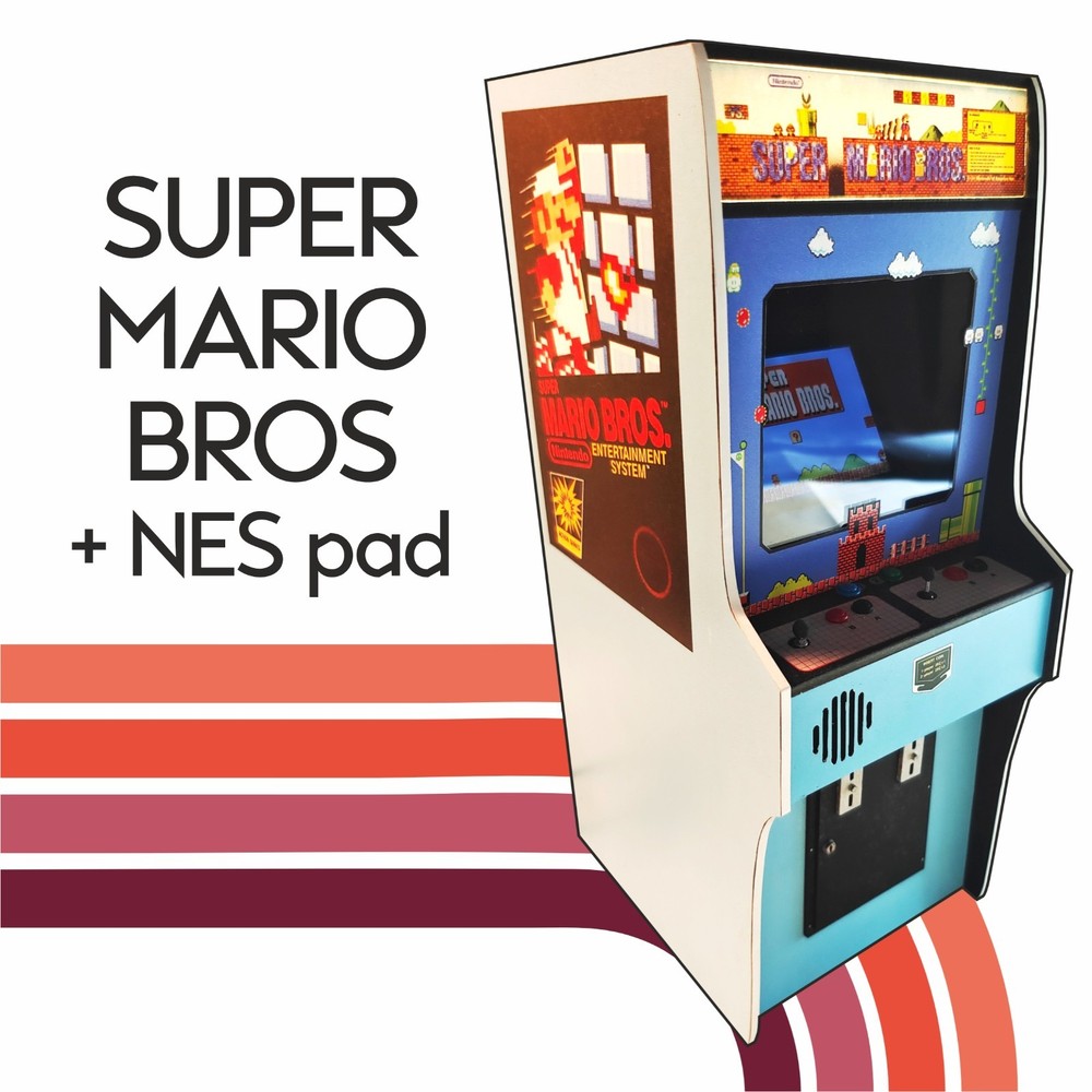 Super Mario Bros, 1/6 scale mini working arcade cabinet, with additional NES pad