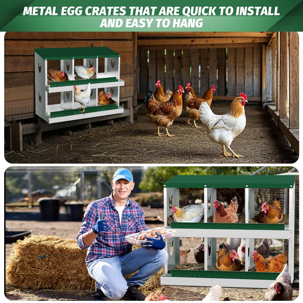 6 Holes Chicken Nesting Box, Metal Chicken Nesting Boxes, without Bracket Legs