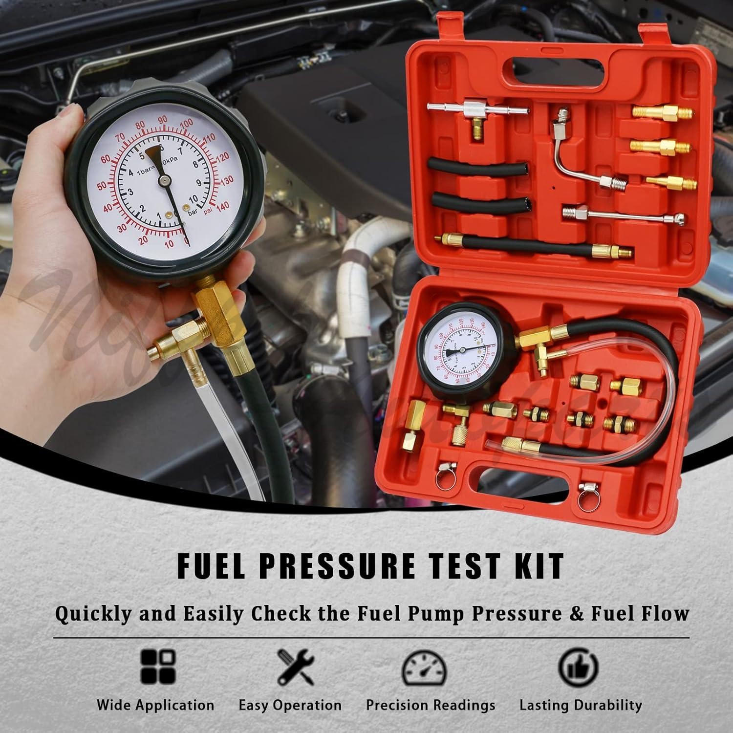 0-140PSI Fuel Injection Pump Pressure Tester Injector Pump Pressure Gauge Kit US
