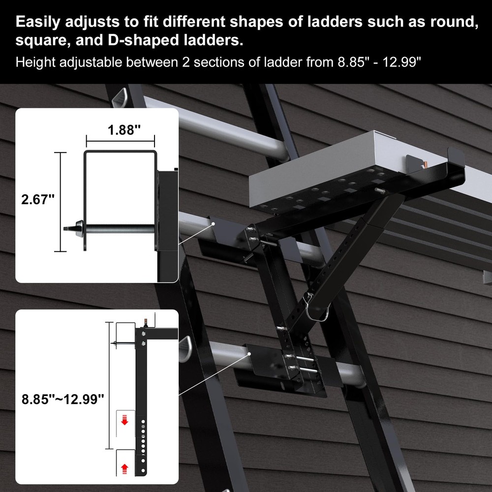New Upgraded Adjustable Ladder Jacks 2 Pack for Scaffolding Platform, Two-Run...