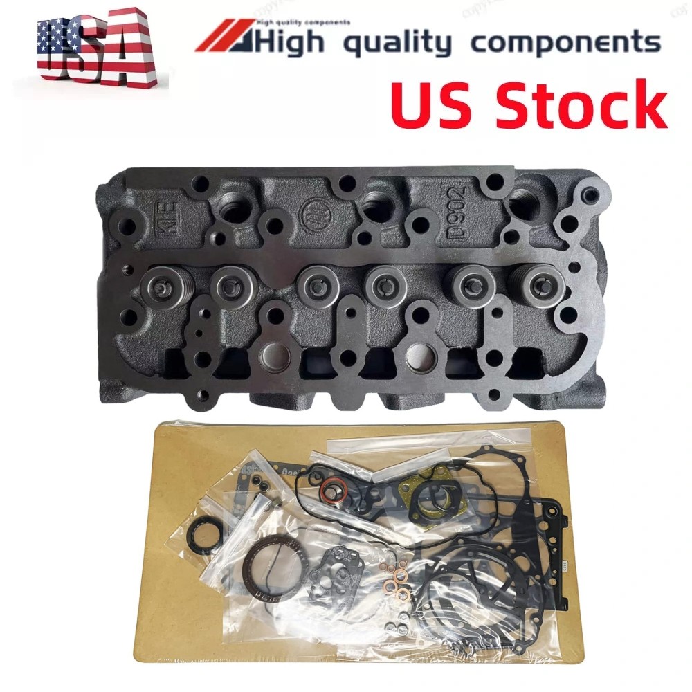 New For Kubota D902 RTV900 Complete Cylinder Head with Valves & Full Gasket Kit
