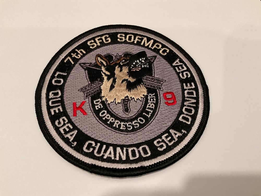 Gray Black 7th Special Forces Group k9 k-9  unit US Army patch