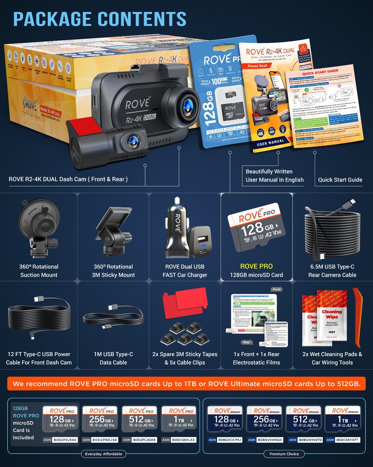 [Open Box] ROVE R2-4K Dual Dash Cam | Returned Item within their 1st 30-days