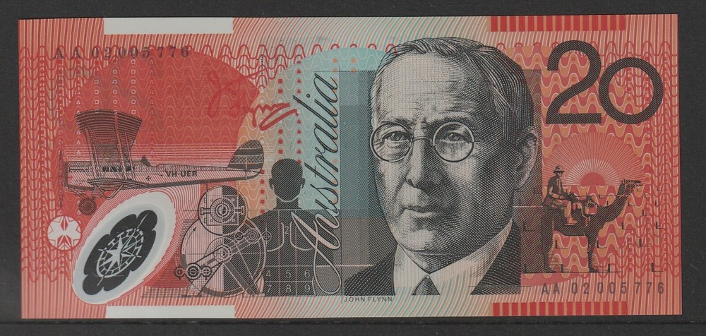 2002 : R.420aF MacFarlane/Henry First Prefix AA02 - $20 Polymer Banknote. Unc.