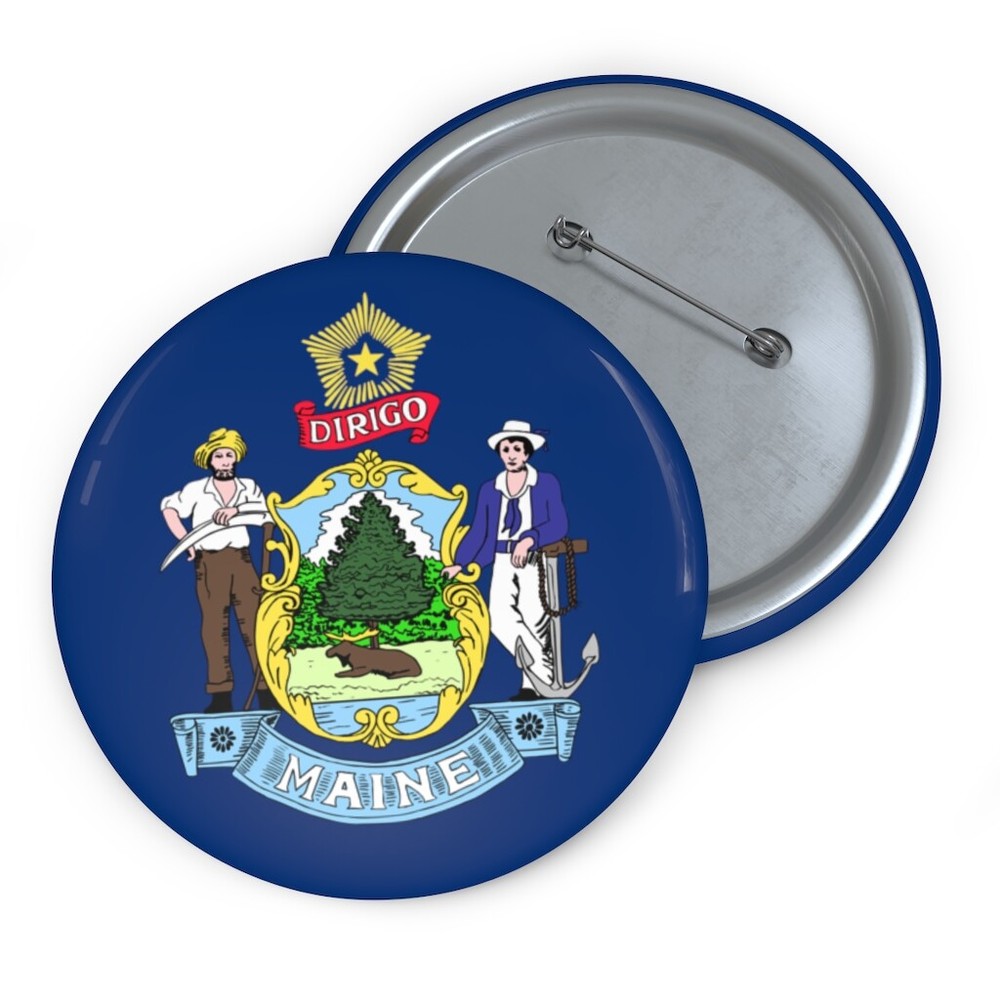 Official State of Maine Flag Button
