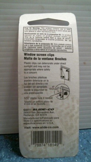 Slide-Co Window Screen Clips (18149) FS