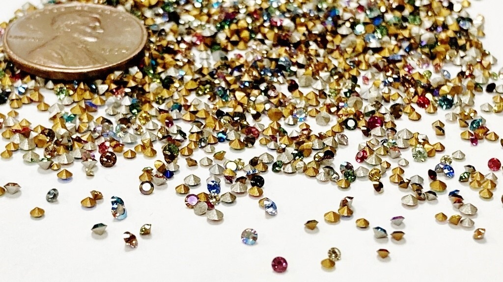 400 Vintage Swarovski Crystal 1mm. To 2mm. Tiny Rhinestones - Jewelry Repair J48