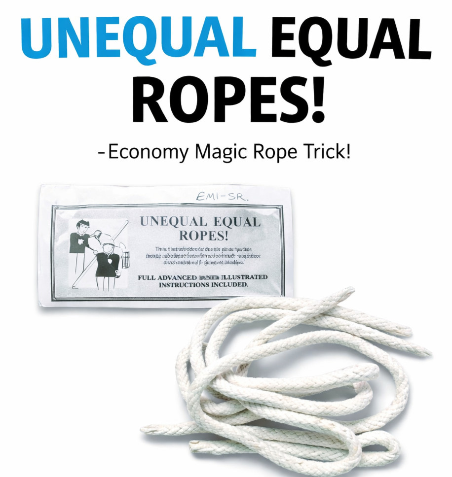 UNEQUAL EQUAL ROPES PROFESSORS NIGHTMARE Magic Trick Set 3 White Change Sizes