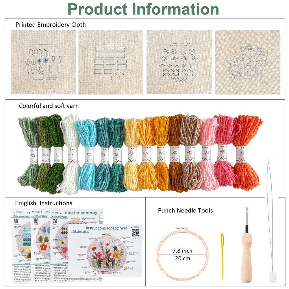 Punch nedle kit,Punch Needle Kits Adults Beginner,Learn Various Needlework Te...