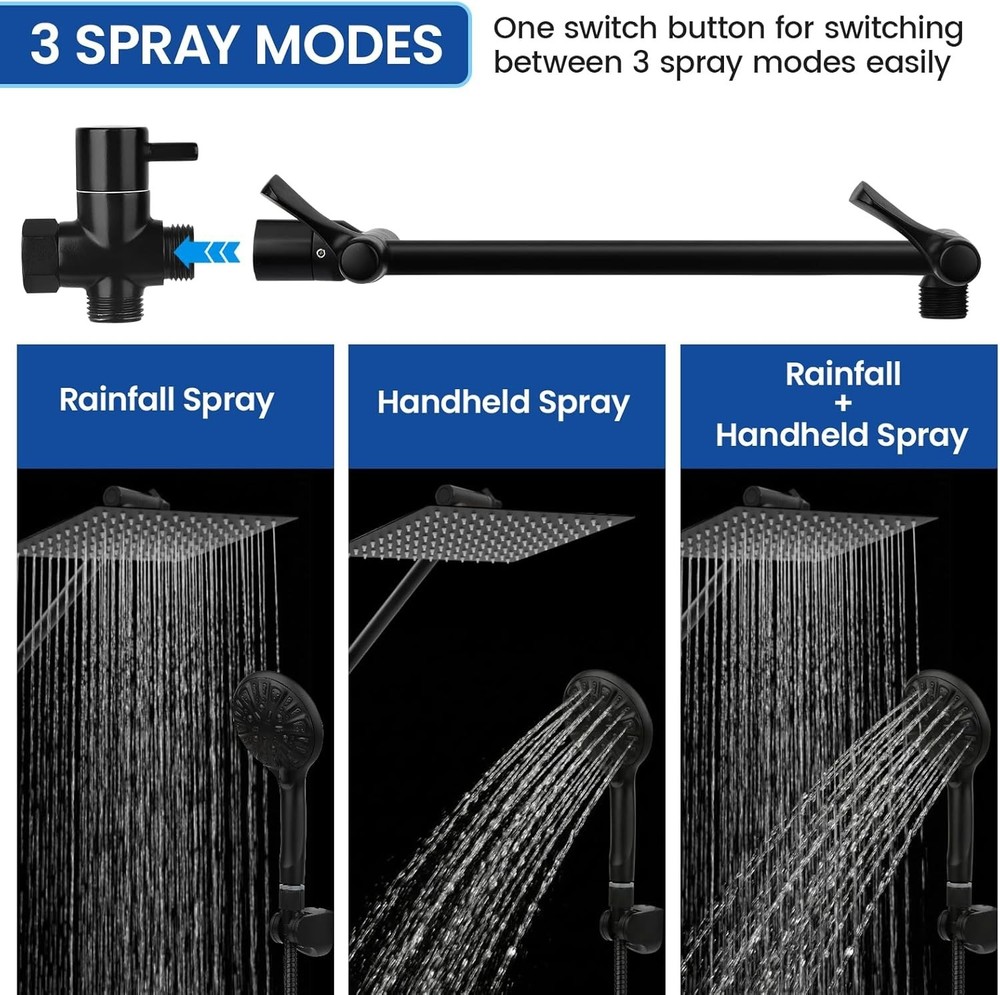 9 Settings Handheld Shower Head - Matte Black