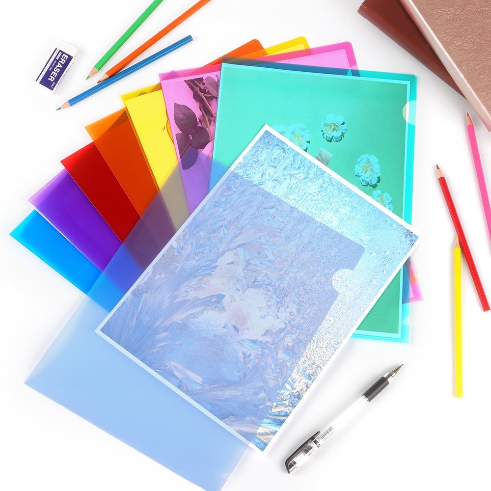 16 Pack Clear Plastic Folders Sleeves, Plastic Sleeves for Documents Transparent