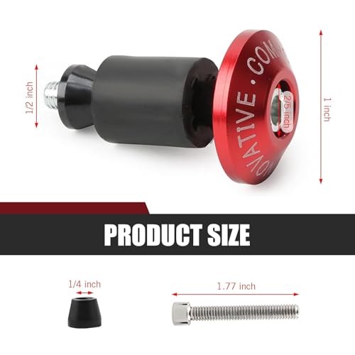 2 PCS 7/8" Motorcycle Handlebar End Caps, Universal Handle Bar End Weights Red