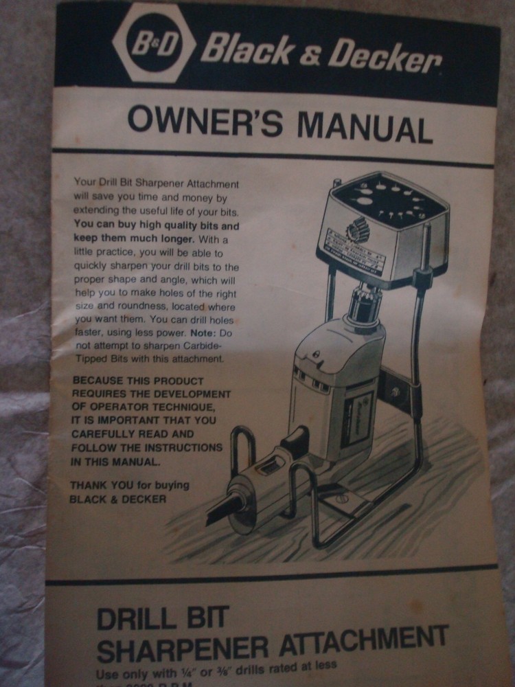 BLACK & DECKER Drill Bit Sharpener Attachment Model 79-800, Made in USA