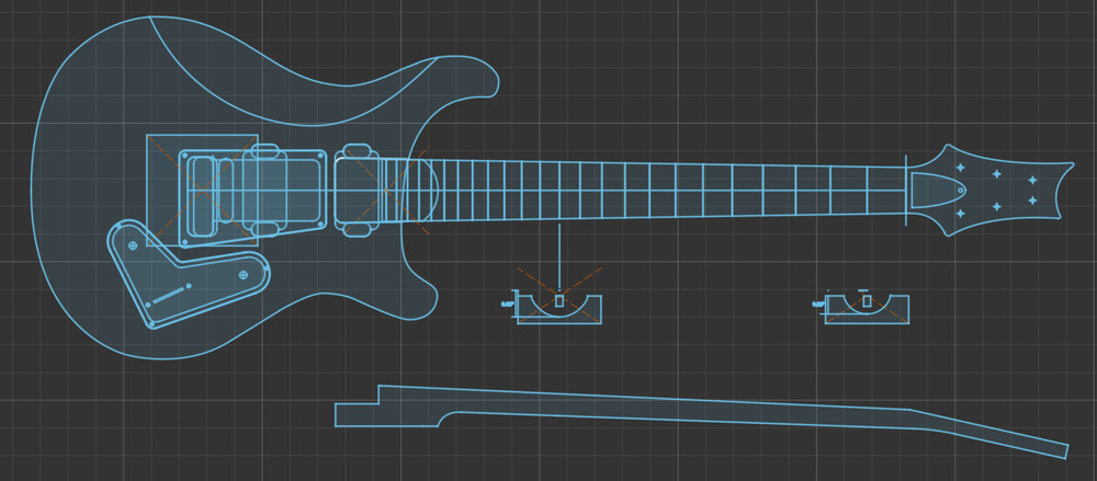PRS 25" Scale Full Template Set 0.50" MDF