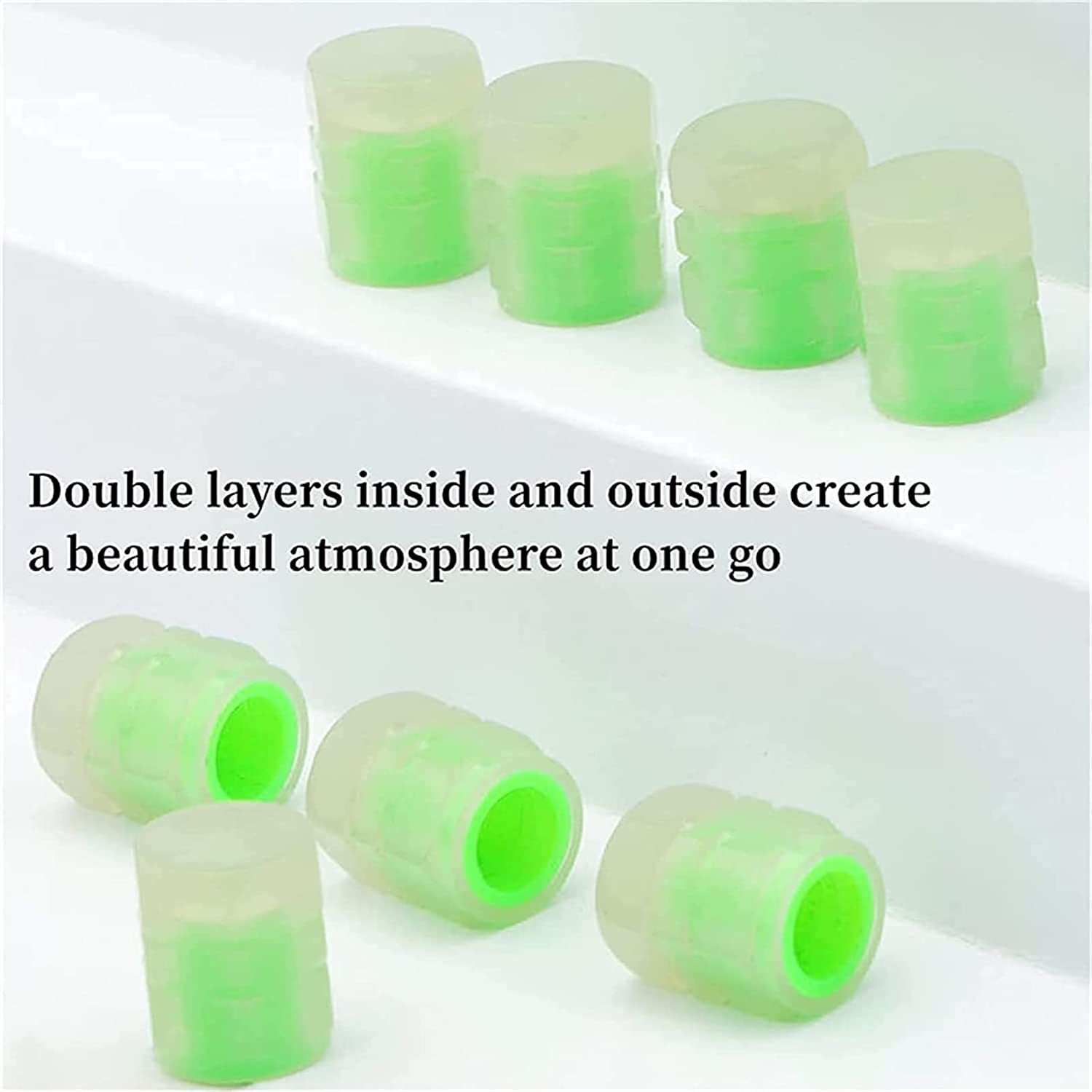 8Pcs Car Tire Caps Glow in The Dark Tire Valve Caps Glowing Tire Valve Stem Caps
